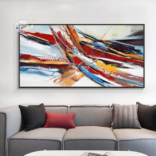 Living Room Wall Decoration Picture Hand-Painted Colorful Abstract Acrylic Canvas Oil Painting Hotel Decoration Unframed
