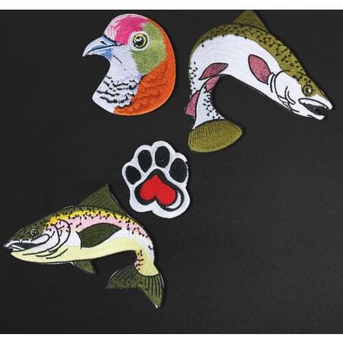 Colorful Birds Fish Animal Bear paw Patch wholesale Babys Clothing Patches Backpack Decoration Applique Small Iron on Patch