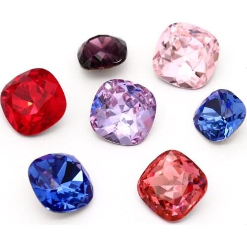 XIAOPU Fresh Color Twinkling Fat Square K9 Loose Rhinestones Piontback Strass Crystal Glue on Clothing Jewelry Accessories