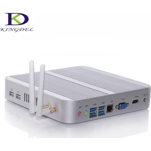 Kingdel Fanless Mini Computer HTPC Micro PC with Intel Haswell i5-4200U CPU 8GB RAM+256GB SSD HDMI 6*USB TV Box Windows 10 WiFi