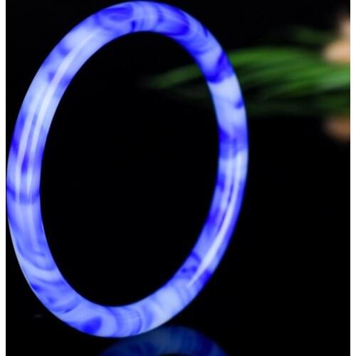 Fashion Blue Natural Colors Jade Bangle Bracelet Charm Jewellery Fine Accessories Hand-Carved Gifts for Women Men 56-66mm