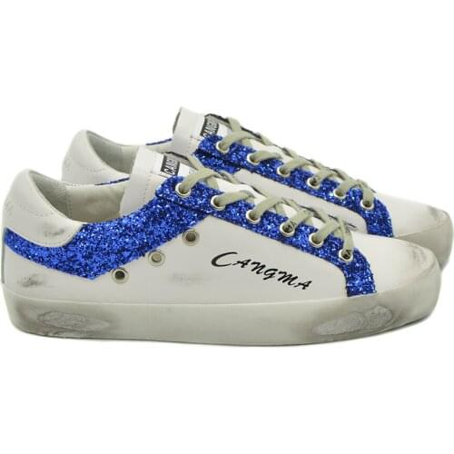 CANGMA Luxury Brand Designer Sneakers Man Flat Shoes White Blue Sequined Men Vulcanized Sneaker Male 2021