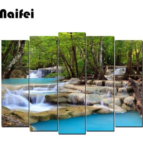 5pcs Full diamond 5D DIY diamond painting waterfall diamond embroidery cross stitch painting living room wedding decoration