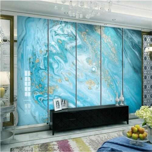 Mural Wallpaper 3D Abstract Blue Coast Wave Marble Textured Background Wallpapers for Living Room Wall Paper Papel De Parede 3D