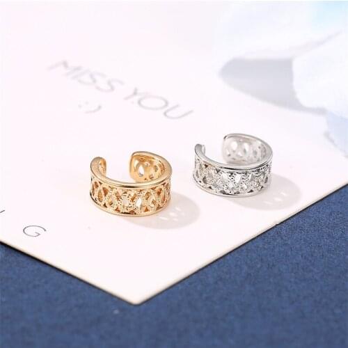 Geometric Pattern Clip Earrings For Women Hollow Earing Without Hole Jewelry Fake Earrings Single Ear Bone Clip Earings A913