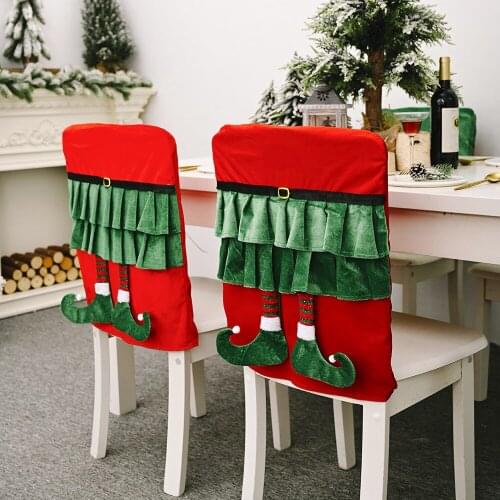 New Christmas Products Elf Skirt Hanging Leg Chair Cover Holiday Decoration Dress Up Chair Cover Home Party Decoration Cover