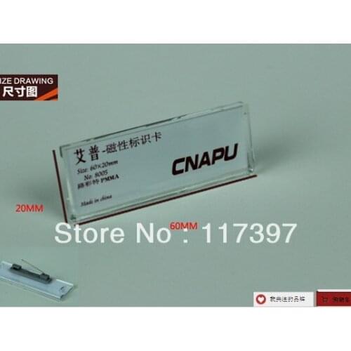 Wholesales 6 *2 cm Acrylic Name-Tag with safe pin 20pcs/lot