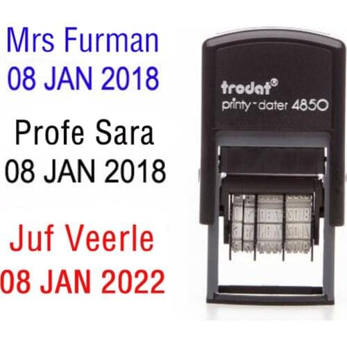 Custom Date Stamp Teacher Signature Seal Your Text Your Name