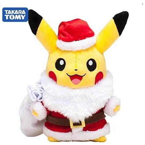 POKEMON Pikachu Plush 25cm Anime Pikachu Santa Dress Up Christmas Gifts for Kids