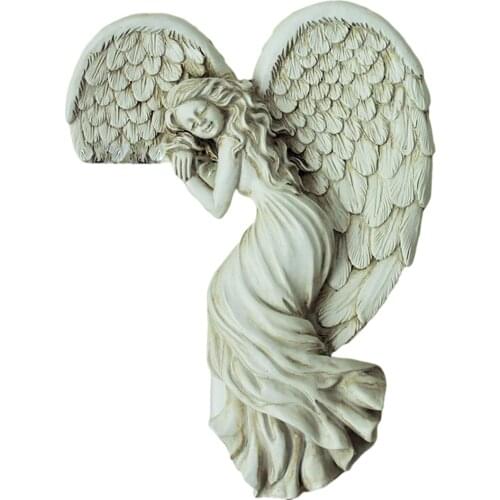 Simple Angel Ornament with Heart-Shaped Wings Retro Resin Crafts for Home Living Room Bedroom Decoration DIY Decorate WWO66