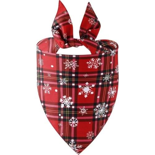 Christmas Plaid Dog Bandana Classic Plaid Snowflake Pet Triangular Bibs Scarf Pets Beauty Accessories Collar