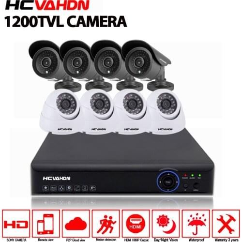 AHD 8CH CCTV System 1080P HDMI DVR 1200TVL indoor Outdoor Security Waterproof Night Vision 8 Cameras Surveillance cctv Kits
