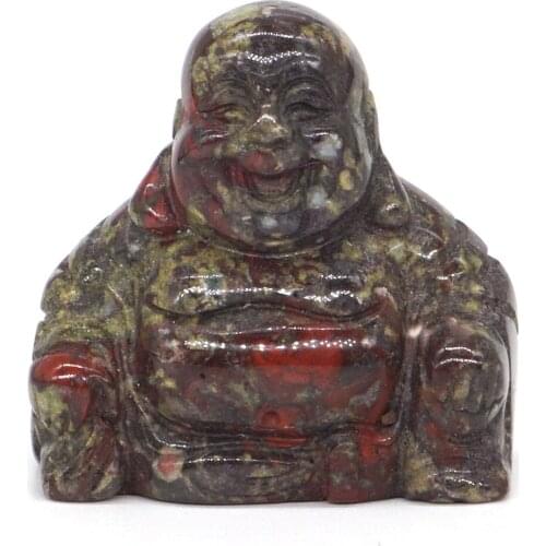 Maitreya Buddha Statue Natural Gemstone Dragon Bloodstone Crystal Hand Carved Stone Figurine Feng Shui Crafts Home Decor 1.4"