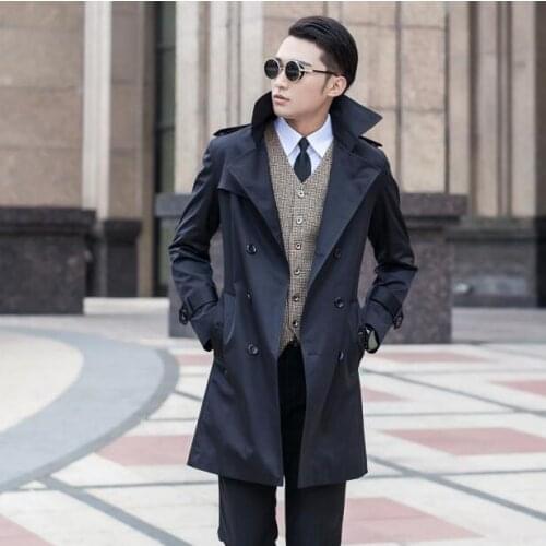 Spring 2020 business slim sexy long trench coat men british fashion double breasted mens trench coat overcoat plus size 8XL 9XL