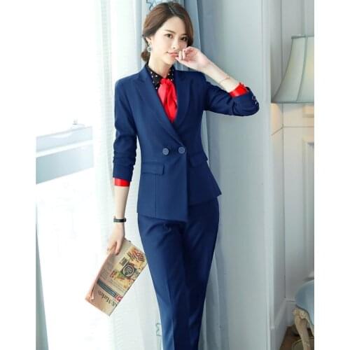 2019 Spring Autumn Ladies Office Business Suits With Pants and Jackets Coat For Women Professional Work Wear Pantsuits Blazers