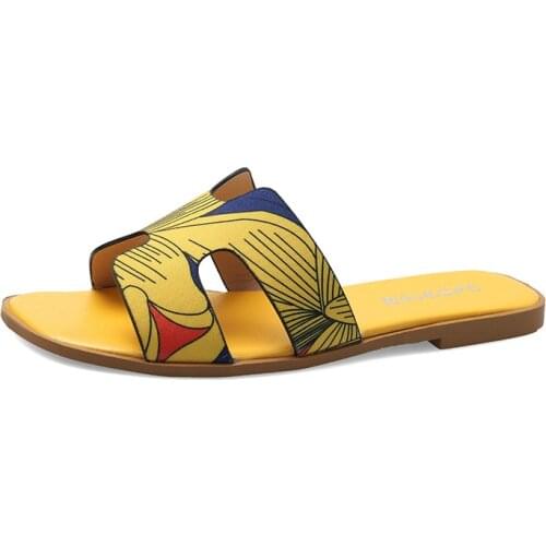 Ladies Slippers Sandals Summer Flat Printed Colorful Non-slip Wear-resistant Lightweight Fashion Outdoor Breathable Women Shoes