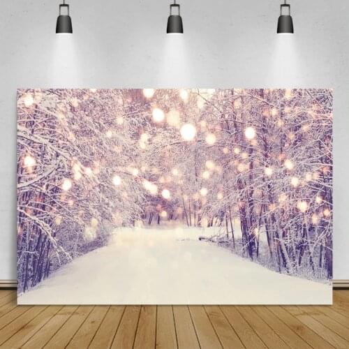 Winter Backgrounds For Photography Forest Pine Tree Heavy Snow Polka Dots Way Road Natural Scenic Photo Backdrop Photo Studio