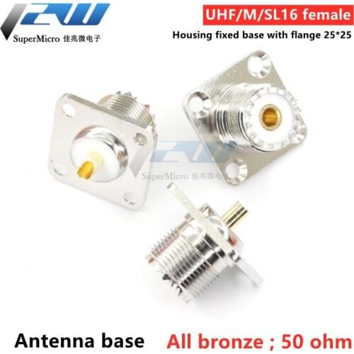 50 ohm RF connector SL16-KF UHF-KF M-KF chassis fixed base with flange 25*25