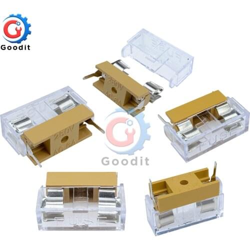 10PCS Panel Mount PCB Fuse Holder Case w Cover 5x20mm With Transparent Cover 5*20 Fuse Holder