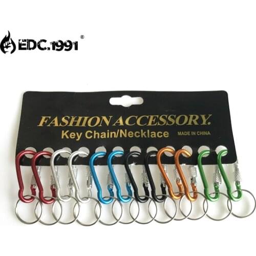 12PCS Camping Carabiner Key Chain Outdoor Climbing Carabiner D-Ring Buckle Screw Lock Hook Hanging Clip Aluminum Tool EDC GEAR