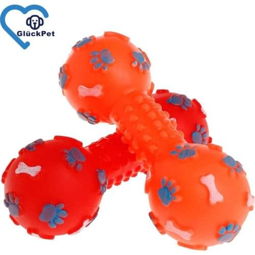 2pcs Colorful Pet Dog Cat Toy Puppy Sound Squeaky Toy Rubber Dumbbell Chewing Funny Toy For Dogs Support Drop Shipping