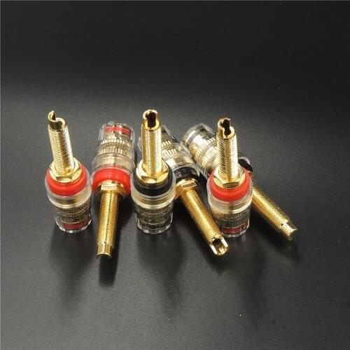 2Pcs Audio Speaker Binding Post Long Thread Banana Plug Terminal Gold Plated