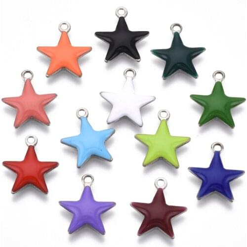 20pcs 201 Stainless Steel Enamel Star Charms Pendant for Bracelet necklace jewelry making DIY Decor Accessories Mix Color
