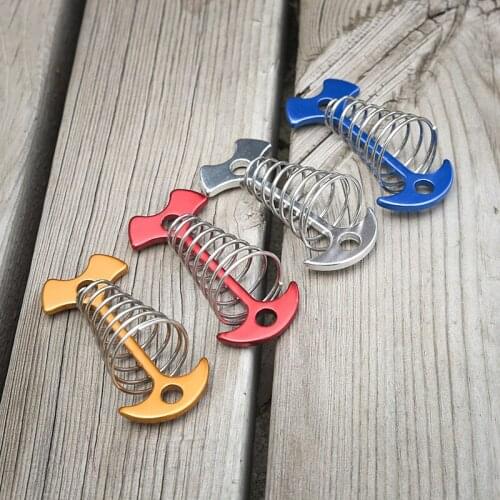 4 Pcs Adjustable Spiral Shaped Spring Octopus Deck Peg Fishbone Nail Spring Hook Nail for Camping Hiking Equipment Accessories