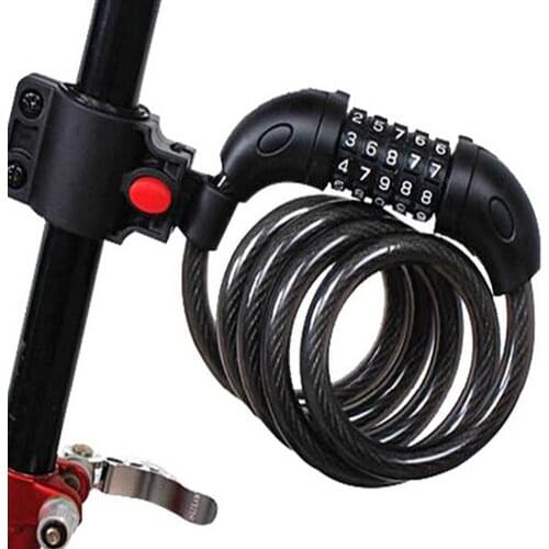 5 Digit Code Lock Protable Combination Steel Cable Mountain Bicycle Lock Bike Safety Anti-Theft Lock Bike Accessories
