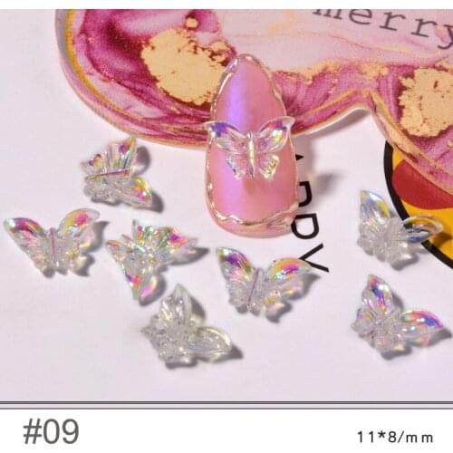 50PCS X 3D Aurora AB Butterflies & Ribbons (12 Styles) Bows 10 pcs lavender aurora 3D Bow Cabochon for nail art Jewelry Ornament