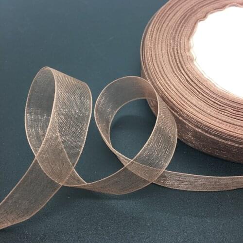 50 Yards/Roll 5/8" 15mm Brown Organza Ribbon Bow Wedding Decoration Lace Crafts