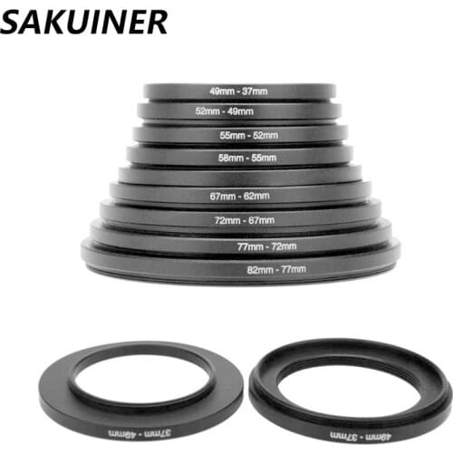 9 10 PCS Photography Step-Up Camera Rings Lens Adapter Filter Ring Set 37 49 52 55 58 62 67 72 77 82mm Step-Down for Nikon Canon