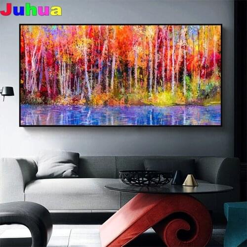 Trees Forest 5d Diy Diamond Painting Cross Stitch Full Drill landscpae mosaic Diamond Embroidery home decor Autumn Pictures