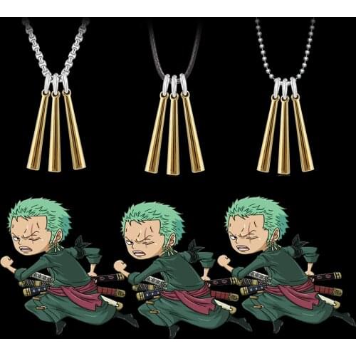 Anime One Piece Necklace Roronoa Zoro Sauron Cosplay Metal Gold Neck Chain Pendant For Men Women Gifts Jewelry Accessories