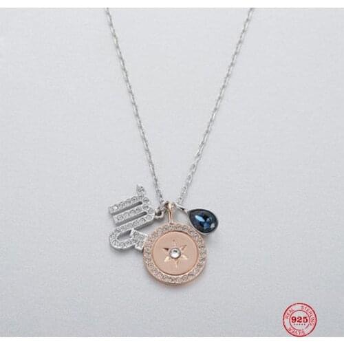 Fashion Charm 925 Sterling Silver Original 1:1 Copy, Twelve Constellations Smart Scorpio Necklace Women Luxury Jewelry Gifts