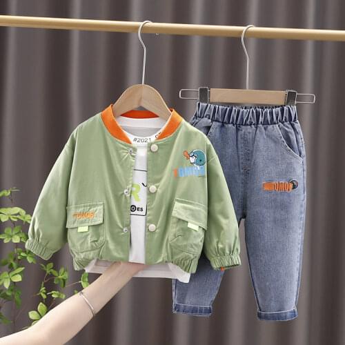 Children Cotton Clothes Autumn Boys Girls Shirts Jacket Pants 3Pcs/sets Infant Outfit Kids Fashion Toddler Tracksuits 0-5 Years