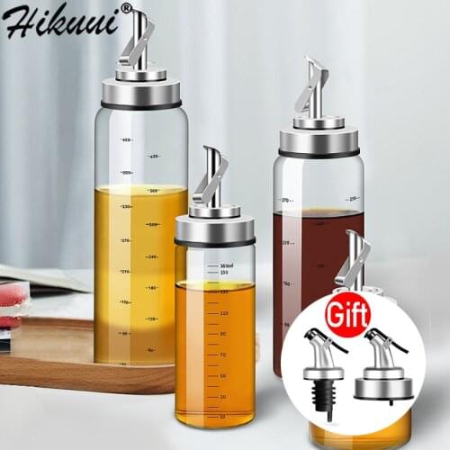 Olive Oil Dispenser Stainless Steel Oil Bottle Automatic Open/Close Edible Oil Bottle Lead-free Glass Seasoning Bottle