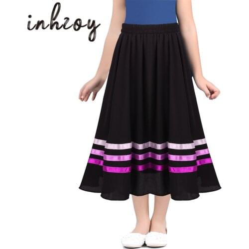 Girls Ballet Skirt Full Circle Dance Skirts High Waist Retro Lyrical Liturgical Ballet Character Skirt Dancewear
