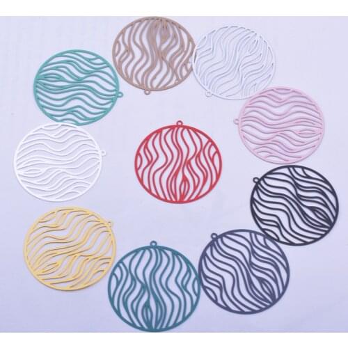 30pcs Ab6568 35*37mm Filigree Round Charms DIY Jewelry Earring Making