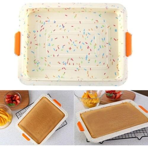 DIY Cake Mold Brownie Silicone Pan Non-stick Bread Tools Tray Bakeware Reusable Oven Baking Moulds Pan Heat-resistan Square I1V7