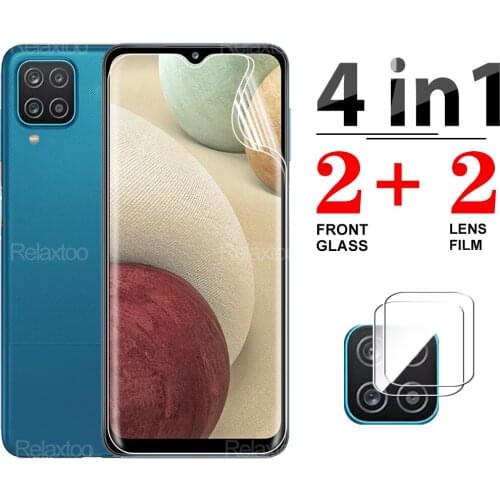 4 in 1 Hydrogel Film For Samsung Galaxy A12 A21 A10 A02 A11 A20 A 02 11 21 10 20 12 21S S s Camera Protector Protective Glass