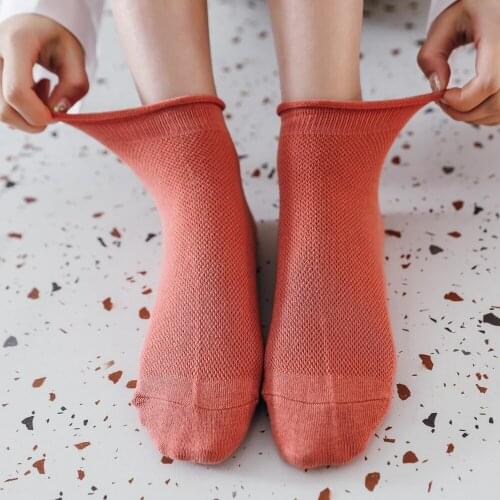 DOIAESKV Cotton Socks Women Summer Femme Socks Macaron Color Comfortable Breathable Net Socks Japanese Girls Casual Short Socks