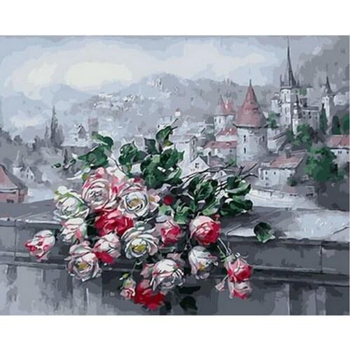 Frameless picture oil paintings by numbers flowers painting wall decor diy painting on canvas 4050 cm winter morning