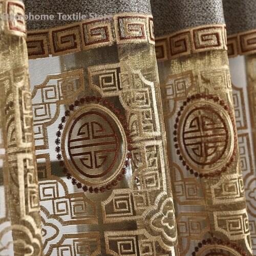 Chinese Curtain Living Room Balcony Classical Atmosphere Cotton and Linen Fabric Hollow Embroidery Style Finished Product New