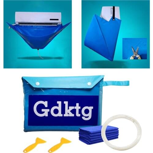 Air Conditioner Cleaning Cover Waterproof Cover with Water Pipe Towel Small Scraper for 1-1.5P Air Conditioner