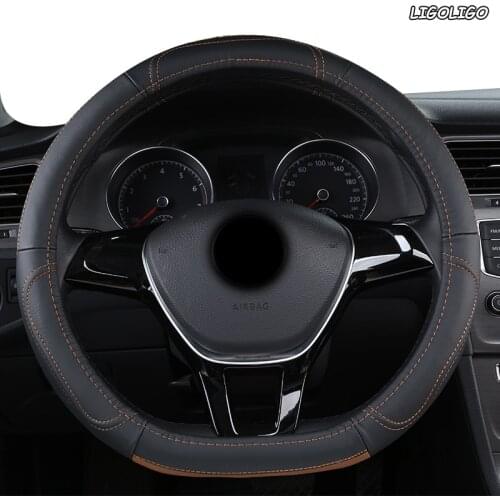 LIGOLIGO Leather Car Steering Wheel Cover For Chevrolet Cruze Captiva Lacetti Aveo Niva Spark Sonic Trax Camaro