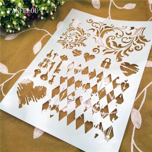 Love lock scrapbook stencils spray plastic mold shield DIY cake hollow Embellishment printing lace ruler valentine