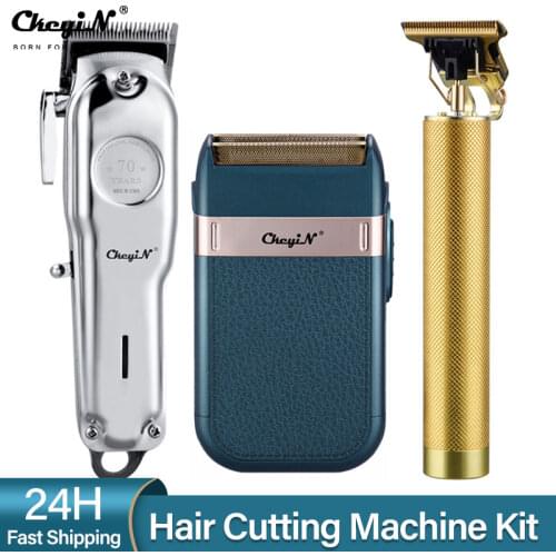 Professional Barber Hair Clipper Trimmer Men Rechargeable Electric T-Blade Finish Cutting Machine Beard Shaver Cordless Haircut