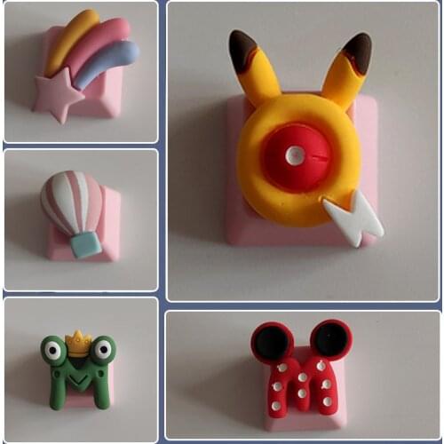 Cute pink Q Meng Keycap For Mechanical keyboard three-dimensional keycaps personality cartoon letters DIY Key Cap