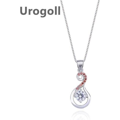 Fashion Women Pure 925 Sterling Silver Necklaces Water Drop Zircon Pendant Necklaces Chain Jewelry Accessory Gift For Girl